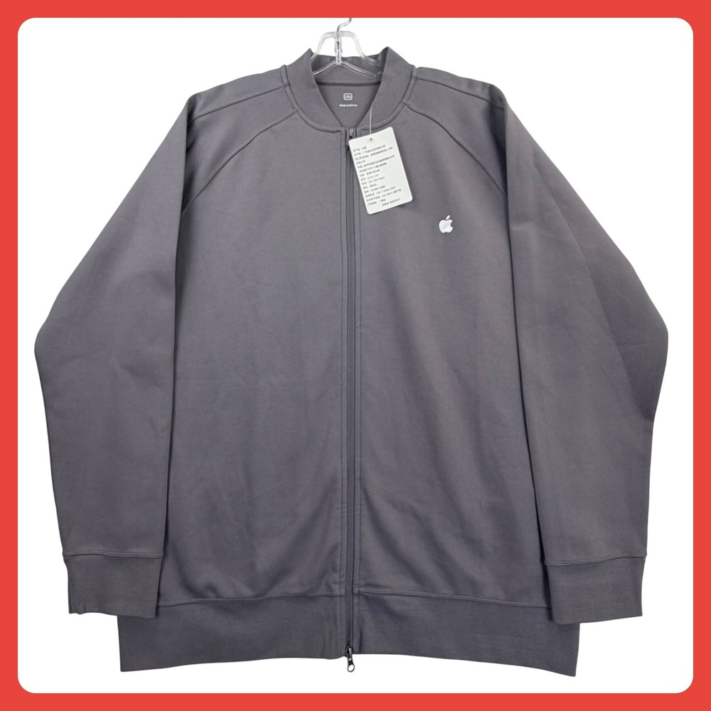Apple Store Employee Full Zip Jacket Men 2XL Gray Bomber Tech Logo NEW NWT